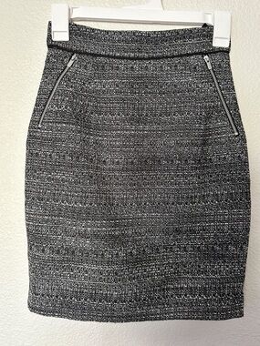 H&M Black and White Tweed Mini Skirt